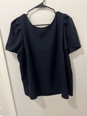 Alex Marie Navy Puff Short Sleeve Blouse